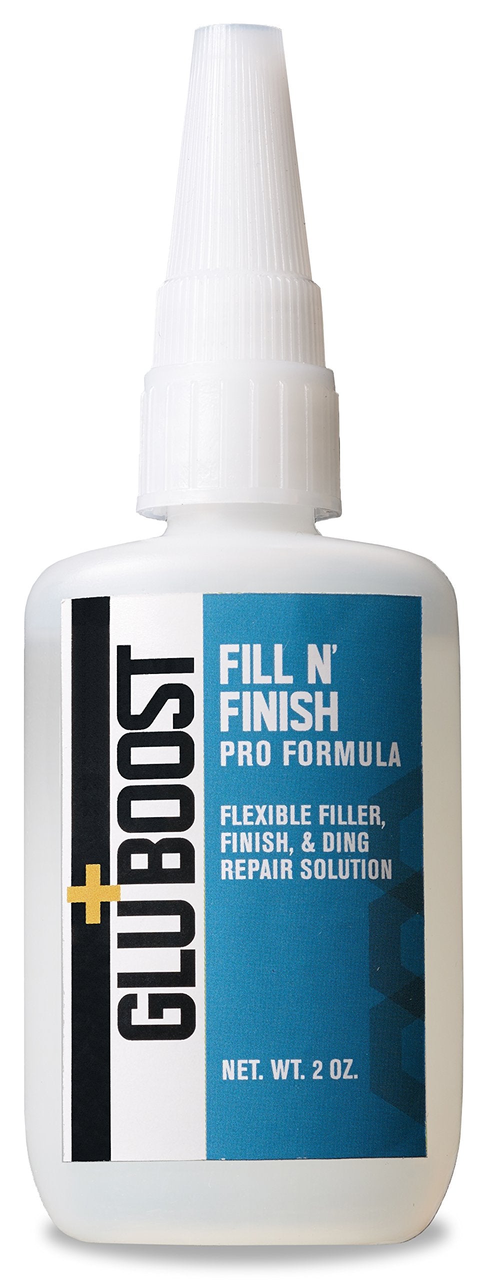 GluBoost Fill n’ Finish Pro bottle pour demonstrates self-leveling clarity for flawless repairs