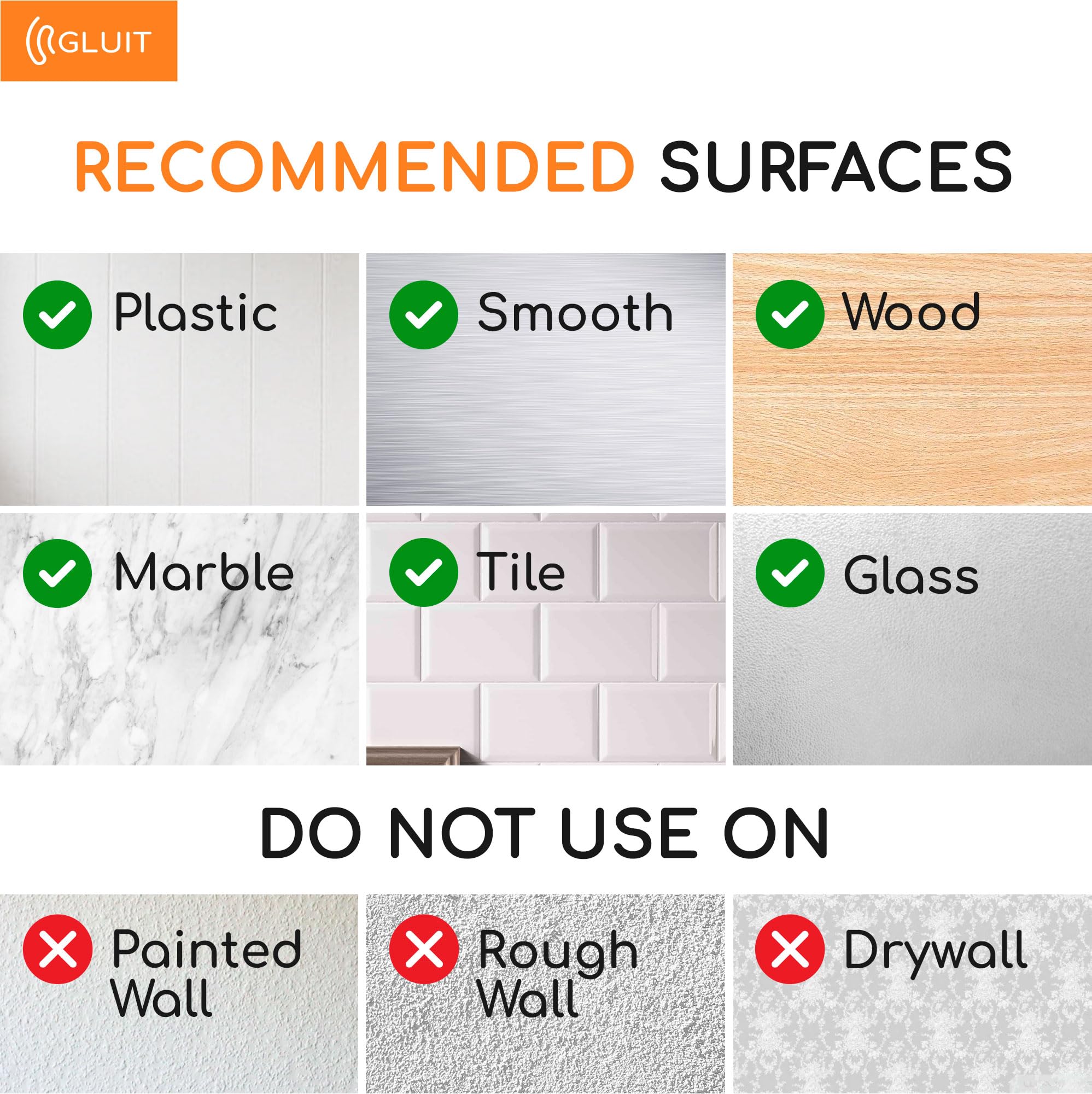 GLUIT damage-free removal hook easy to reposition on walls
