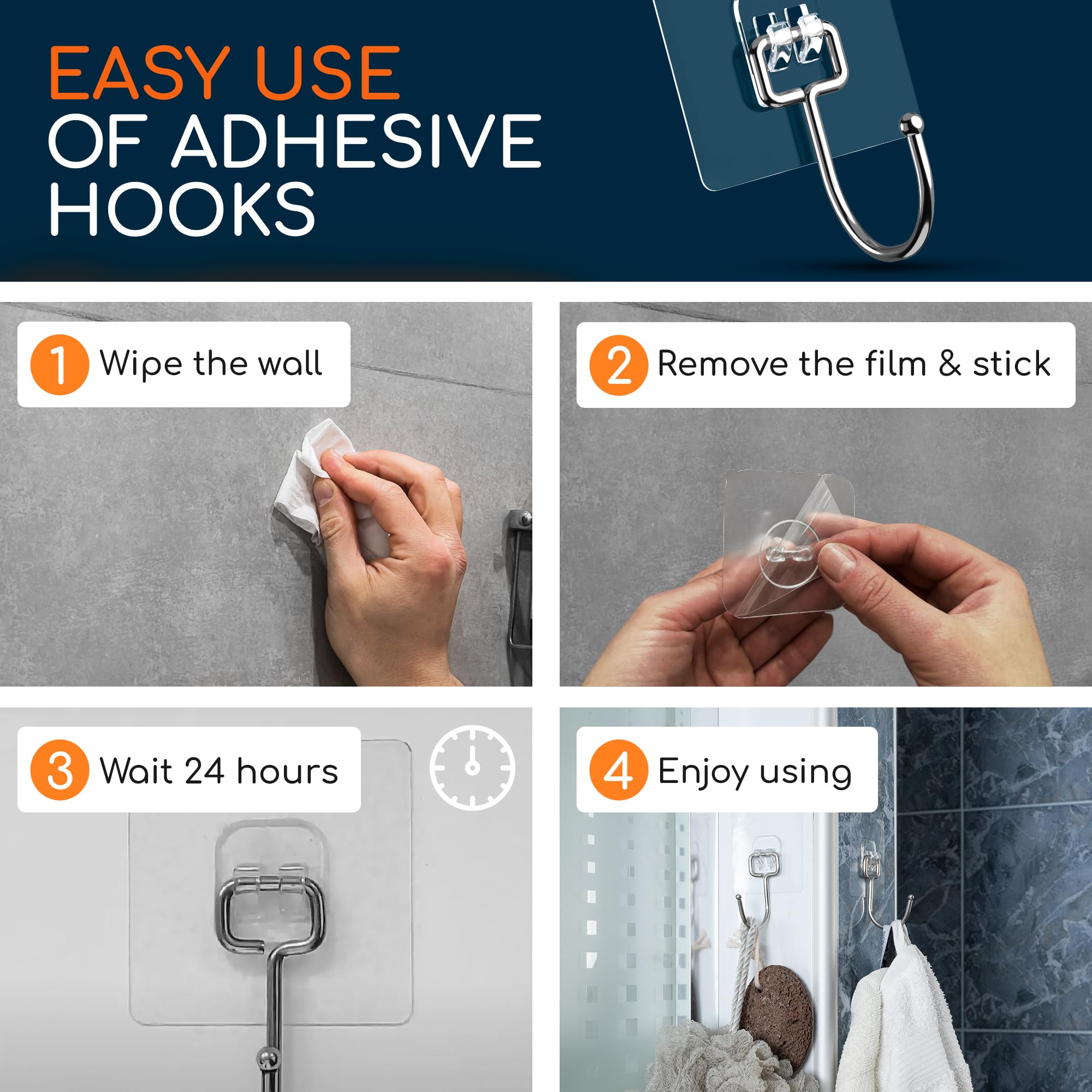 GLUIT reusable adhesive hooks can be cleaned and reattached