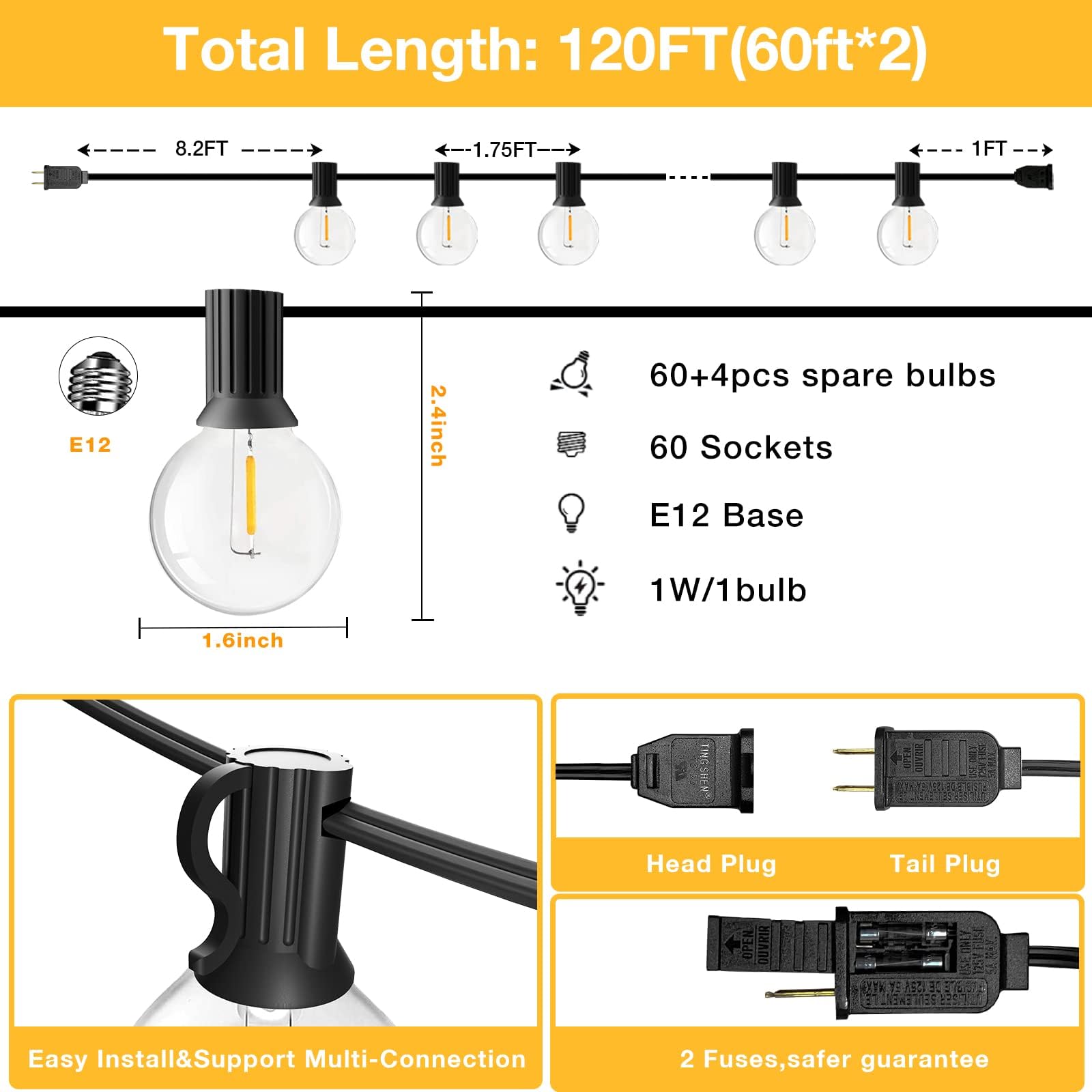 GLUROO easy-install outdoor lights suitable for cafe and porch