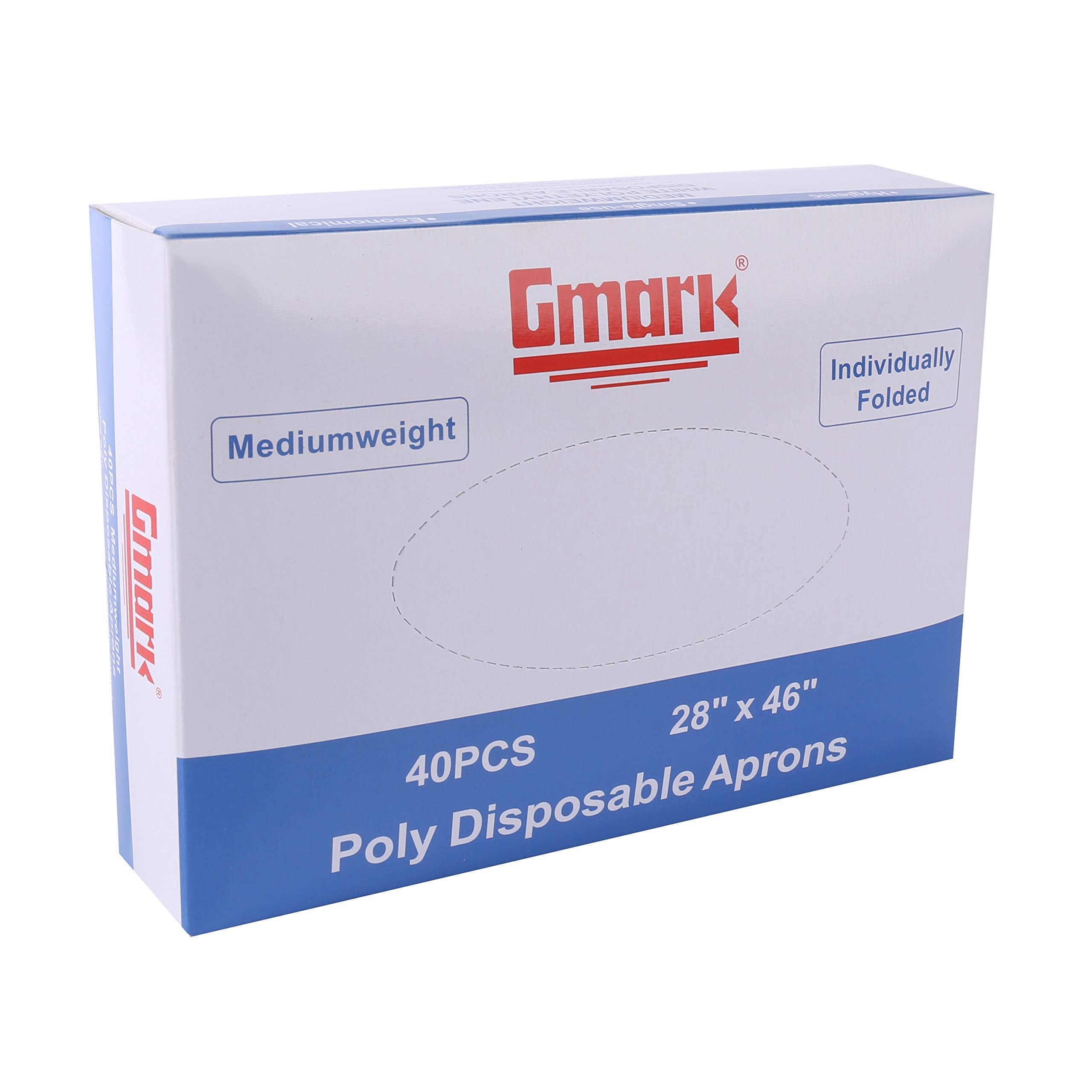 Gmark Poly Apron, individually wrapped box-dispensed for hygiene