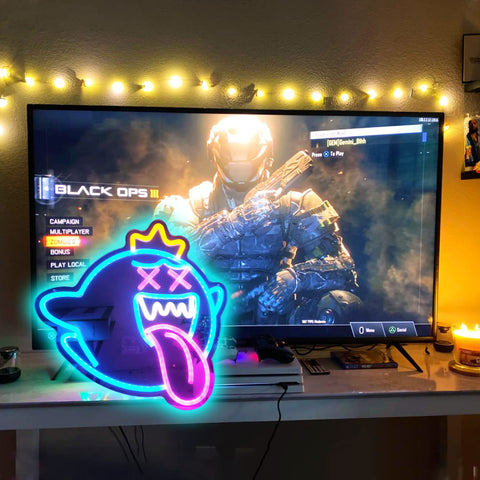 GMMLLG Ghost neon sign living room arcade vibe with wall mount