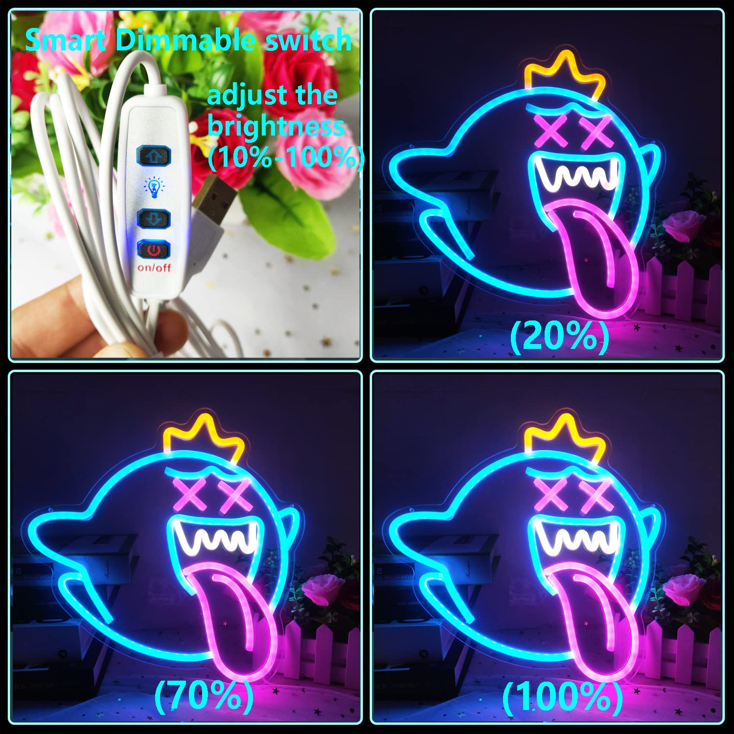 GMMLLG ghost neon sign USB-powered connection for flexible placement
