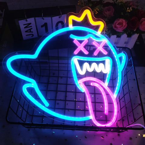 GMMLLG King Boo neon sign wall mounting setup for stylish game room decor
