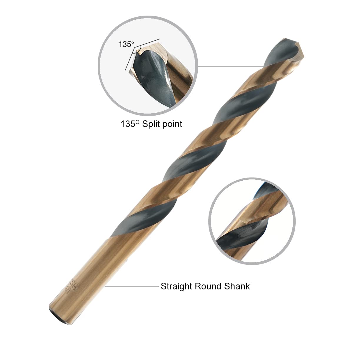 GMTOOLS cobalt drill bits with black and gold finish resist corrosion during metal drilling.