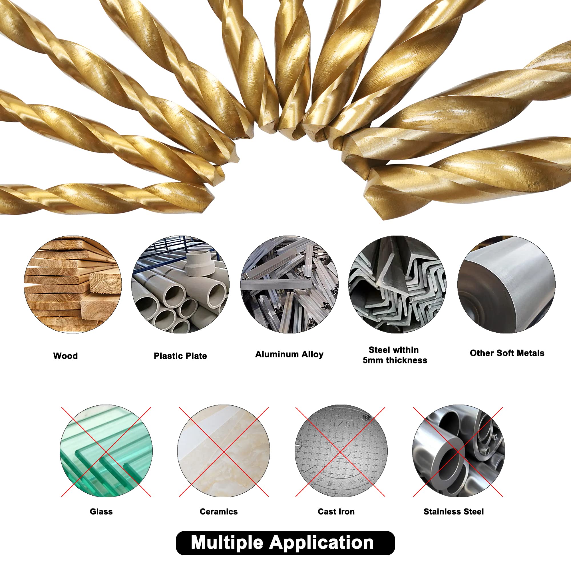 GMTOOLS bits work on metal wood and plastic with cordless or corded drills.