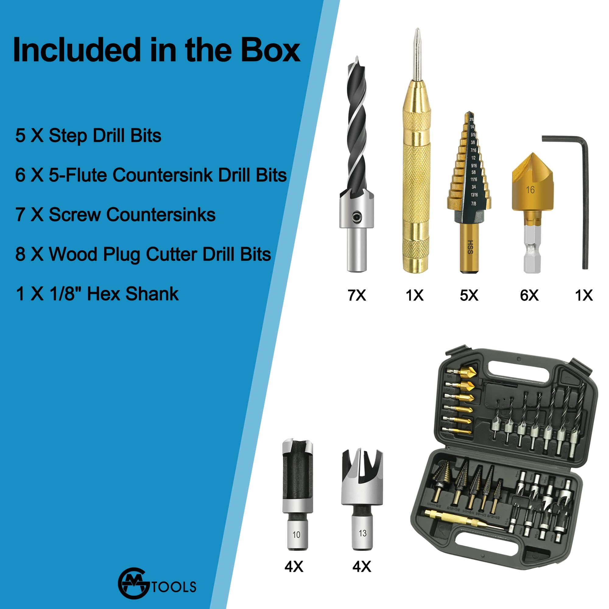 GMTOOLS 28Pcs set in use on wood projects for clean results
