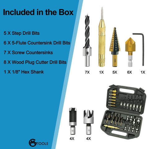 GMTOOLS 28Pcs set in use on wood projects for clean results
