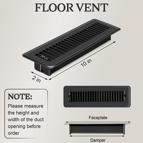 Gmurnai heavy-duty metal vent cover 2x10 black for durability.