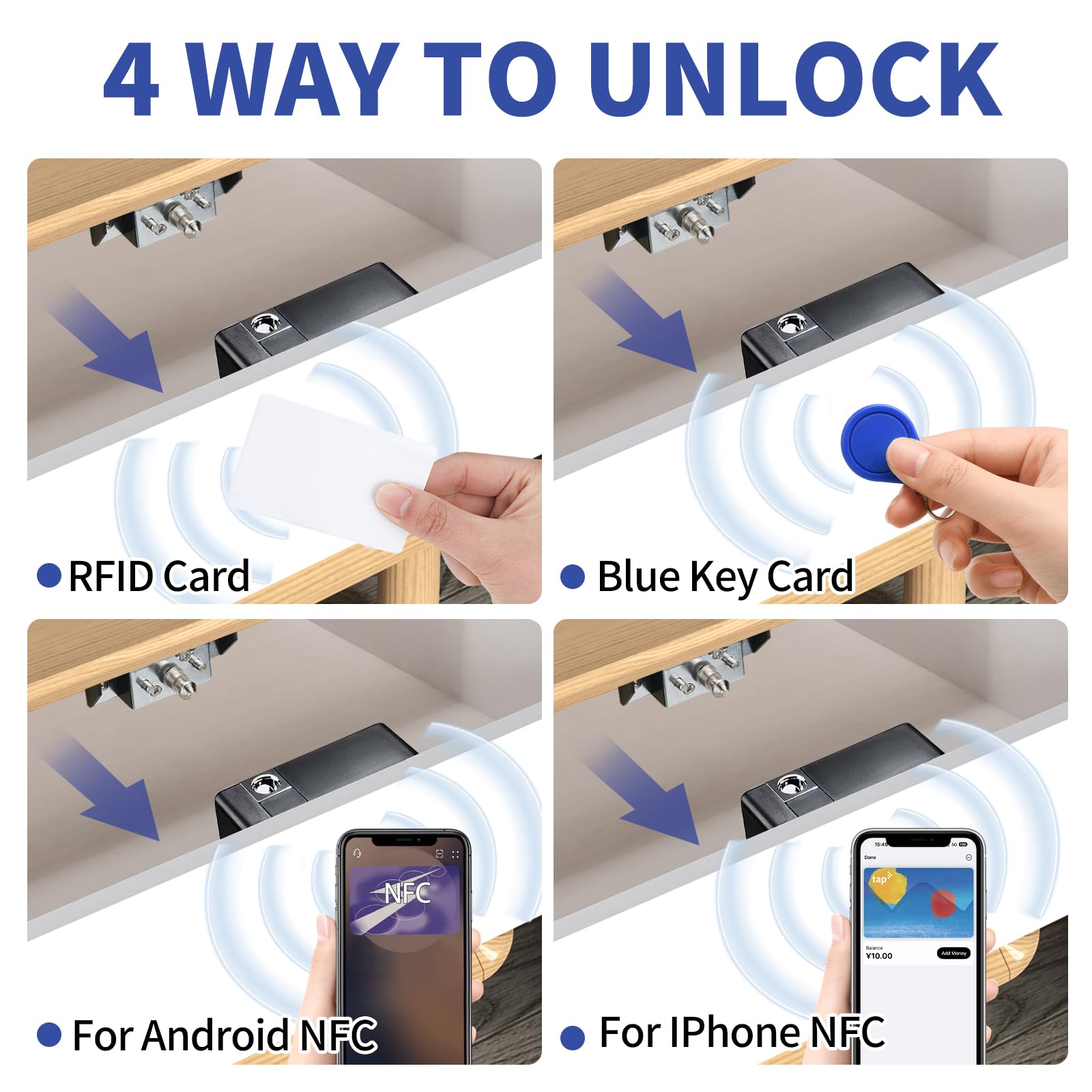 Gnellkoor RFID cabinet lock drawer opened showing hidden anti-theft design