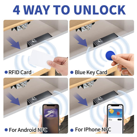 Gnellkoor RFID cabinet lock drawer opened showing hidden anti-theft design