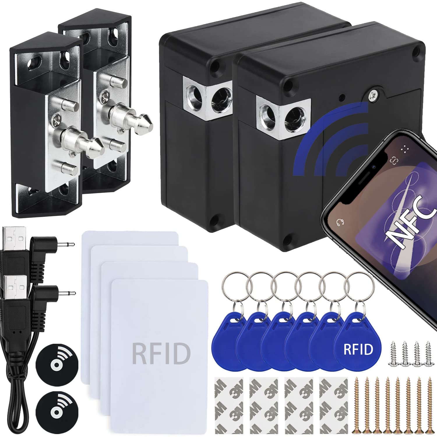 Gnellkoor RFID cabinet lock pack 2 installed for discreet cabinet security