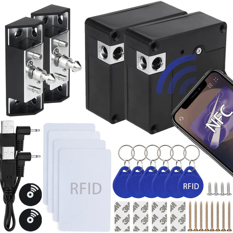 Gnellkoor RFID cabinet lock pack 2 installed for discreet cabinet security