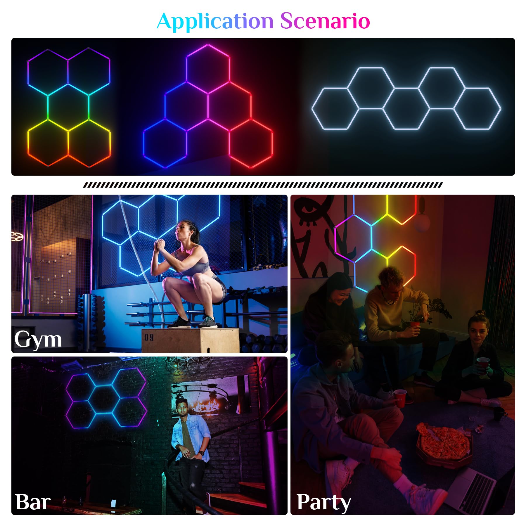 Gneng hexagon lights suitable for garage or bar lighting setups