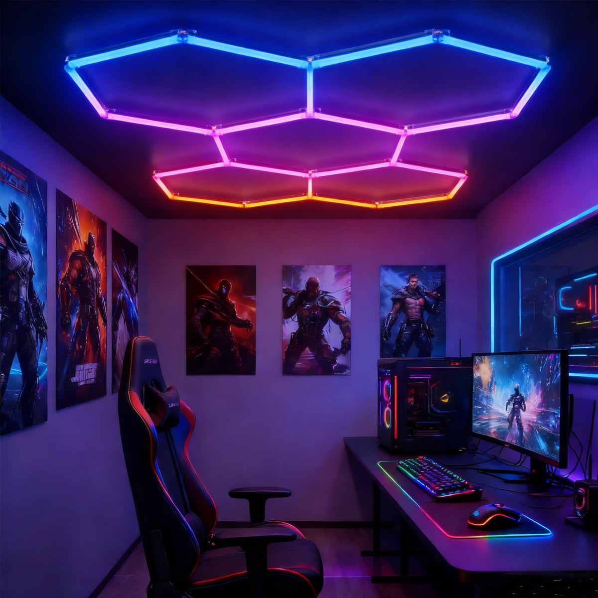 Gneng hexagon lights with remote control enabling easy scene changes