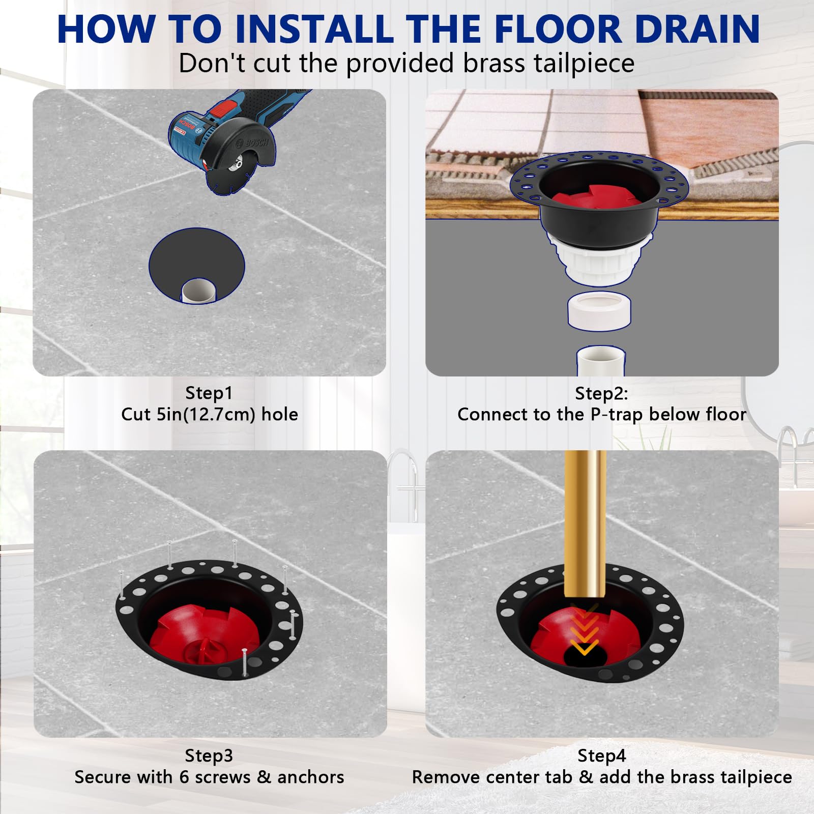 GNRZZT drain body with brass nut for secure installation