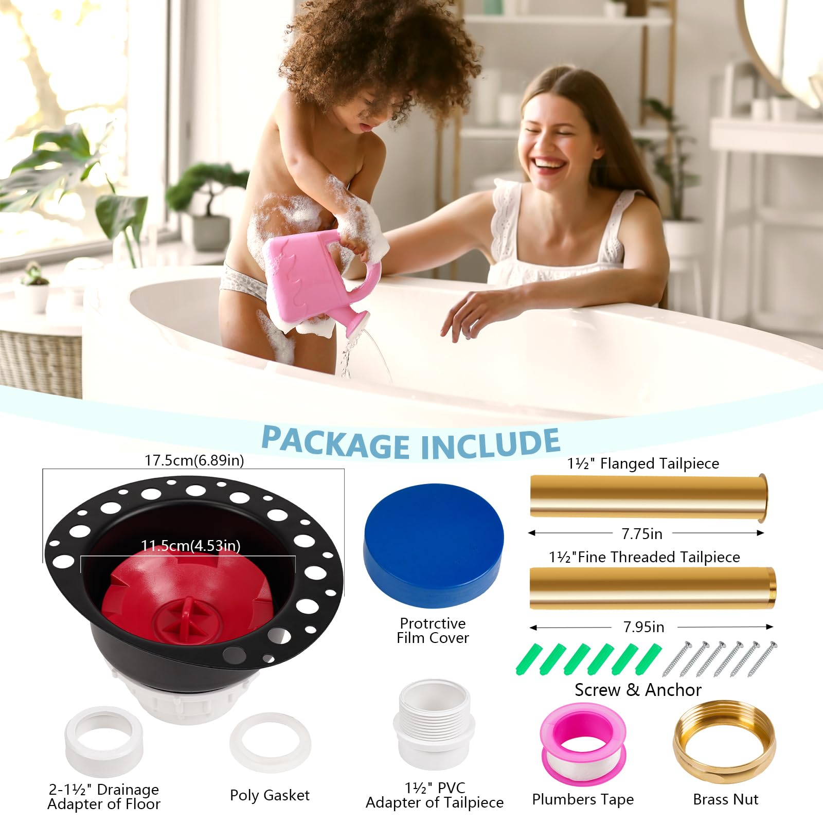 GNRZZT PVC adapter enables quick, clean tub drain connections