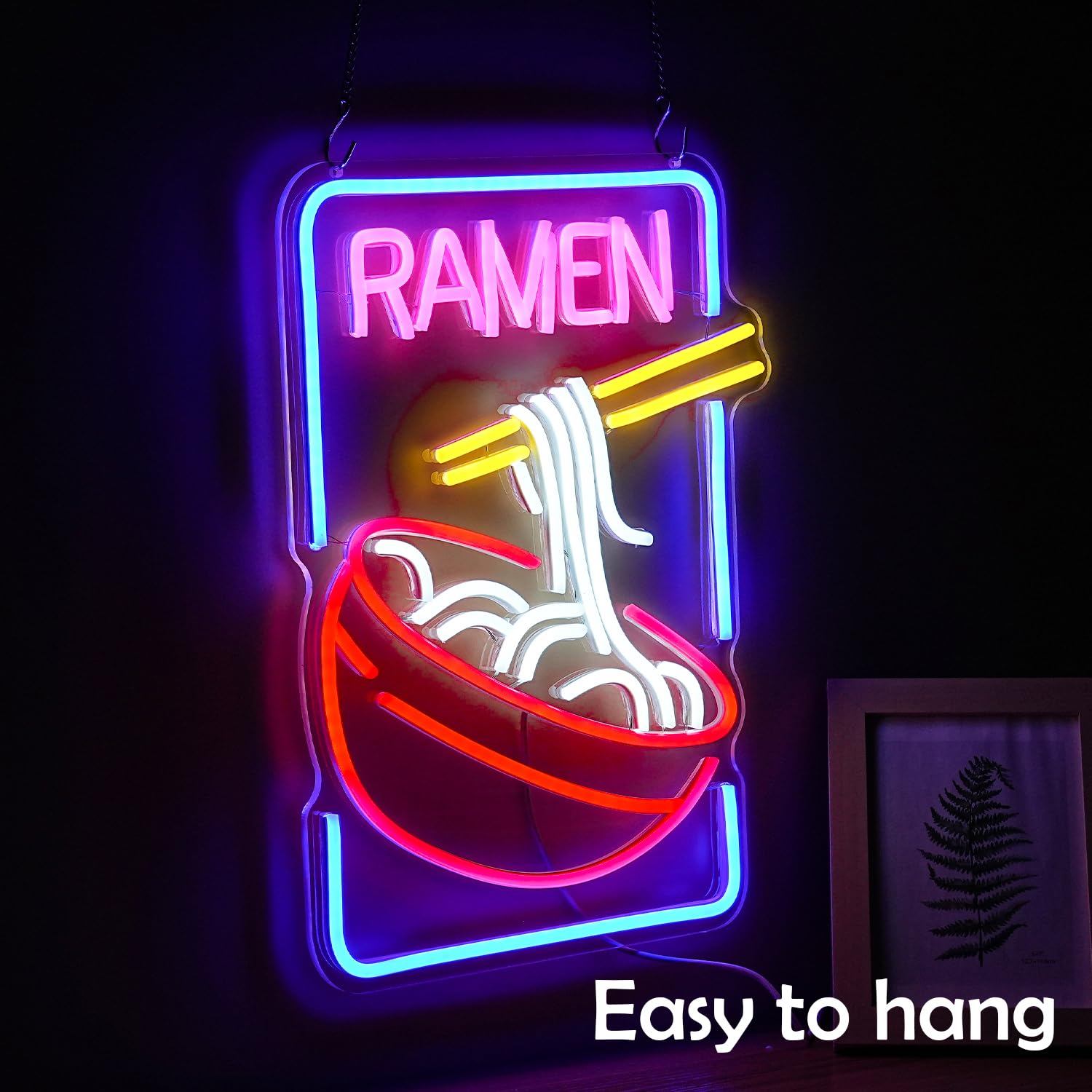 GNVETZLL ramen neon sign is USB powered for easy mounting.