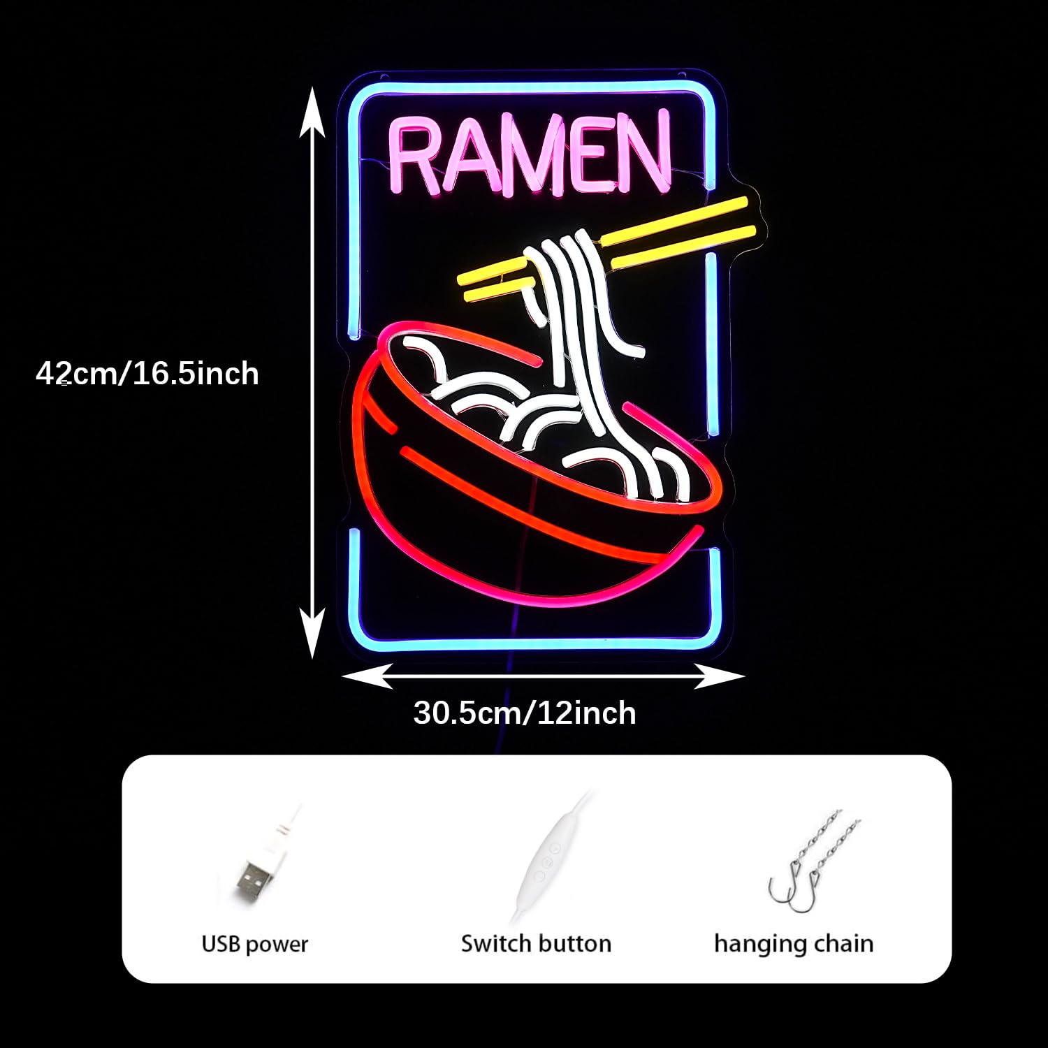 GNVETZLL ramen neon sign adds color to kitchens and living spaces.