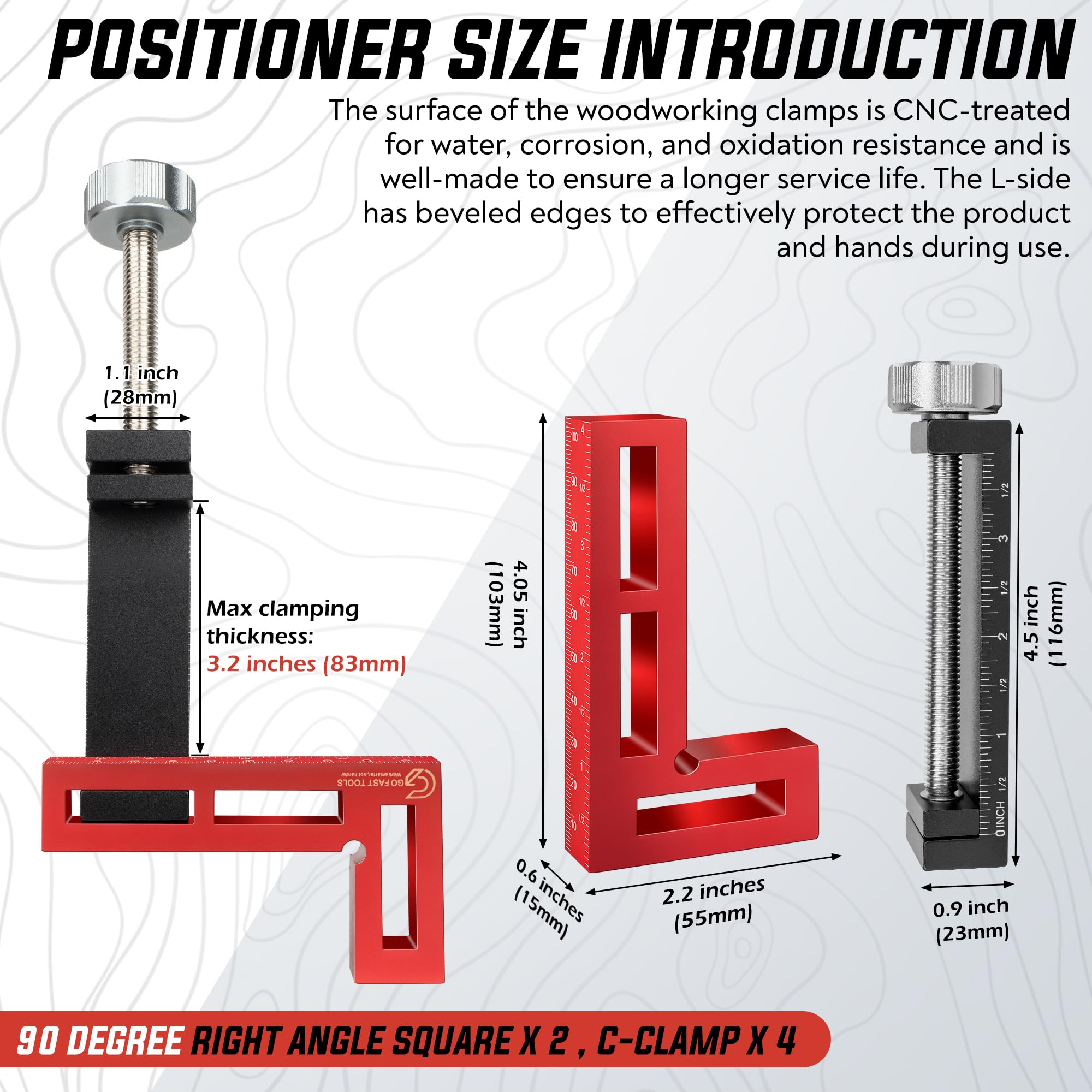 Go Fast Tools beveled edges help prevent chipping and keep pieces aligned.