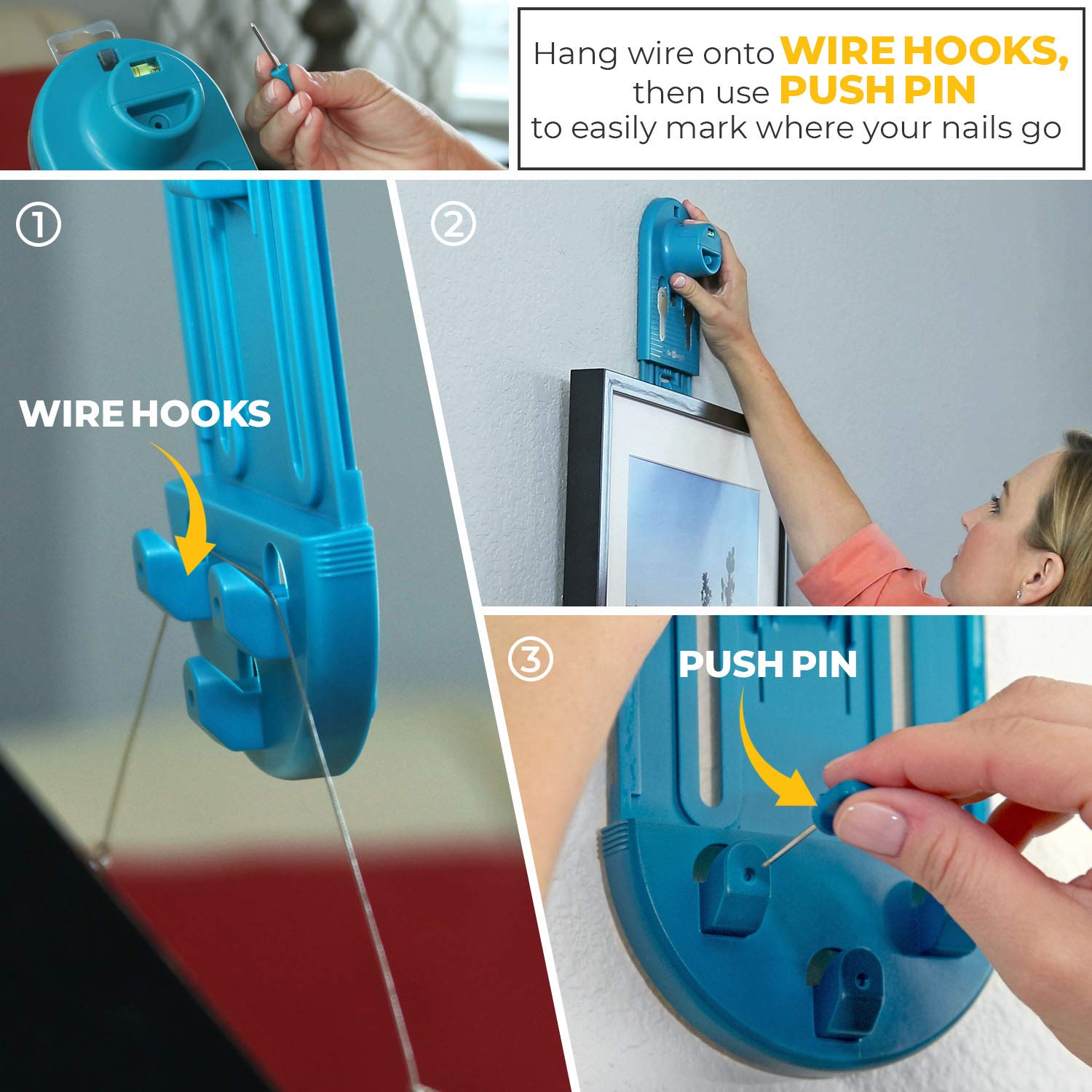Go Hang It! Pro wire hangers secure cables for versatile artwork layouts.