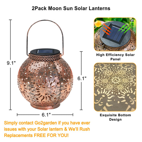 Go2garden lanterns powered by AA 600mAh battery provide extended night glow.