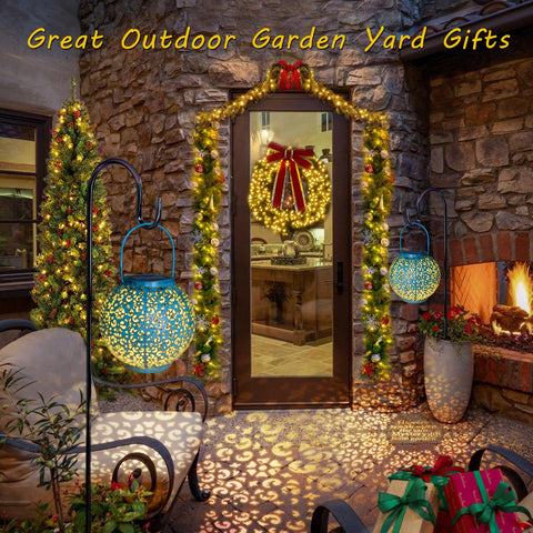 Go2garden large solar lantern on table for visible garden lighting.