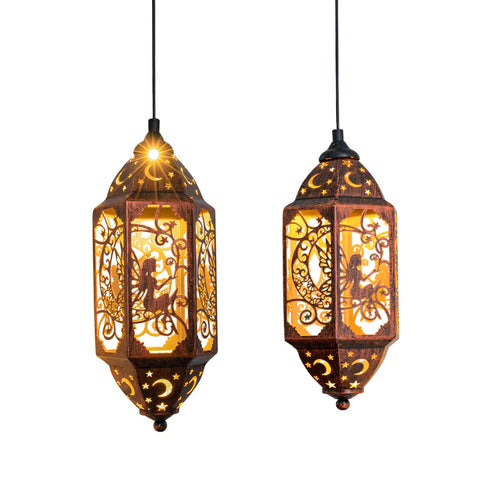 Go2garden moon fairy lantern on backyard, warm glow for evening ambiance.