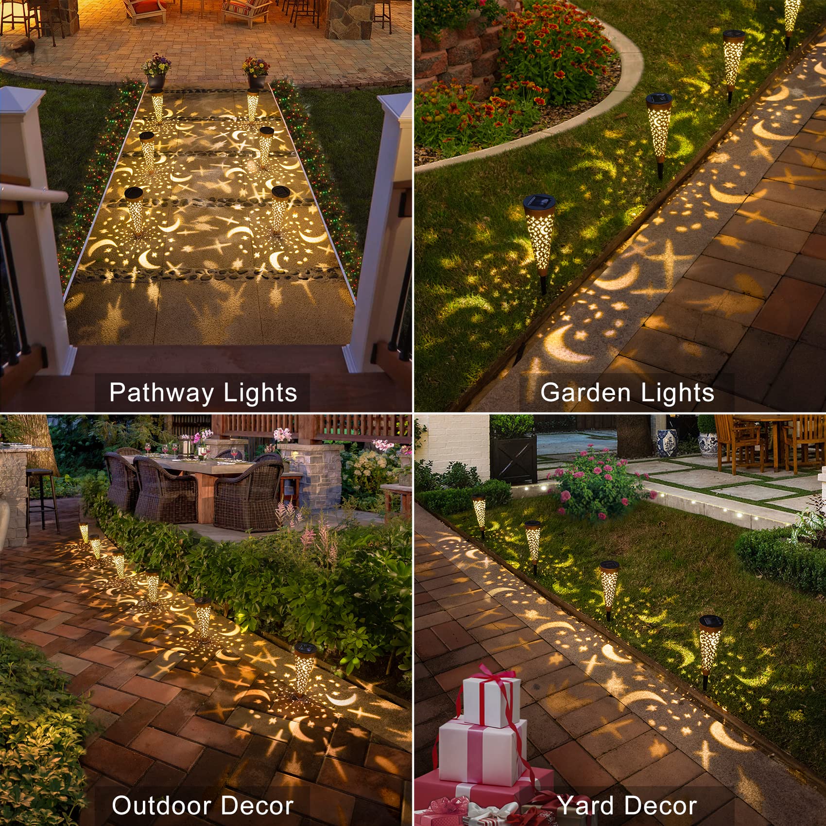Go2garden Moon Star warm glow in garden for cozy outdoor gatherings.