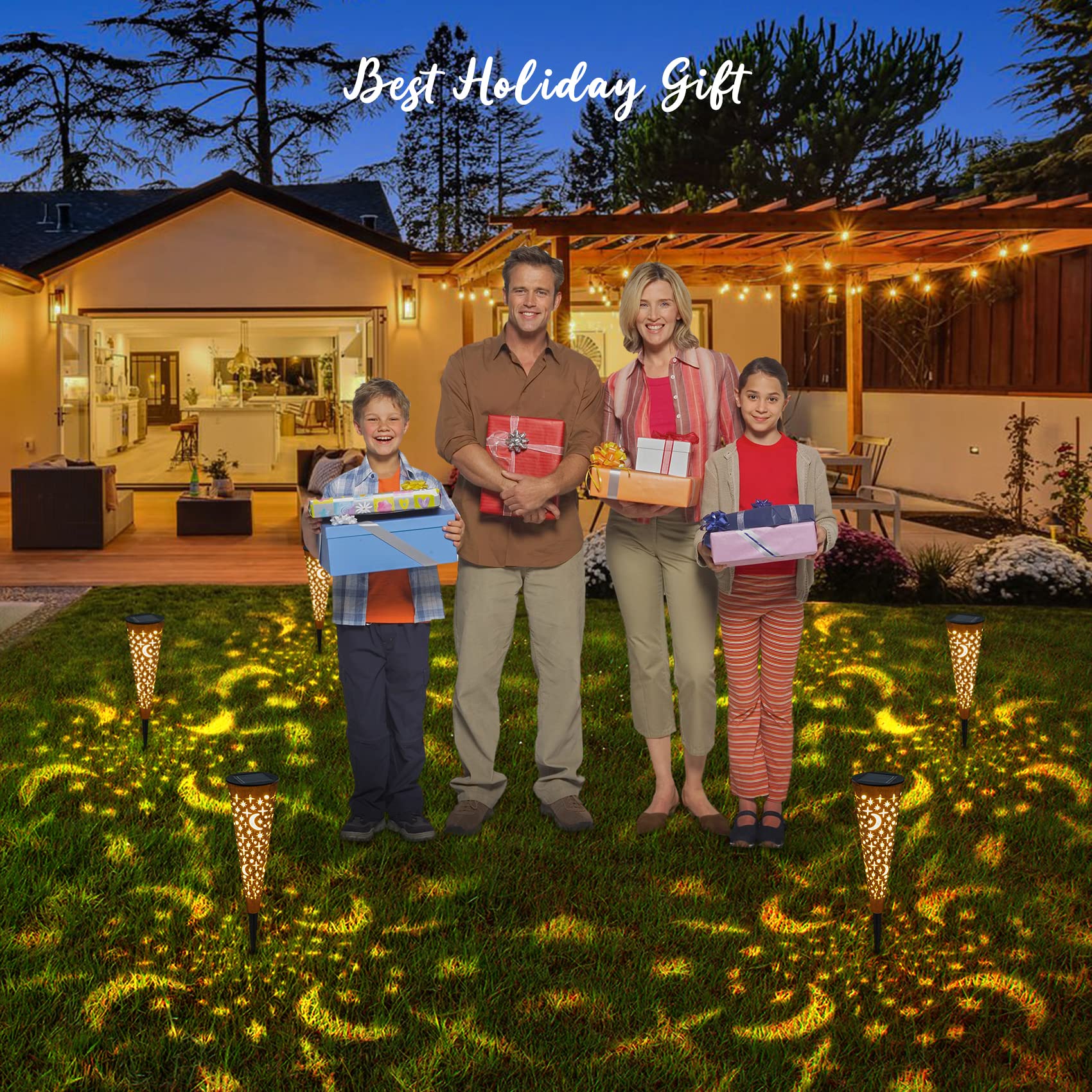 Go2garden Solar stake lights along path provide guidance and charm.