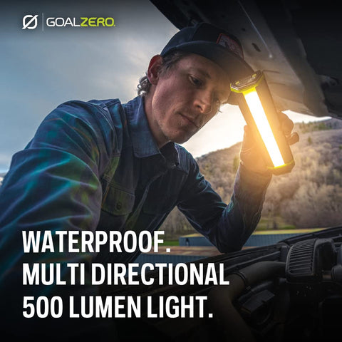 Goal Zero Torch Light built-in solar panel recharging during daylight.