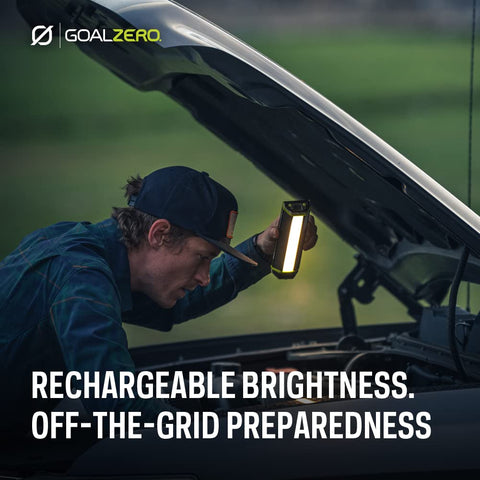 Goal Zero Torch Light charges via solar panel in daylight for ready lighting.