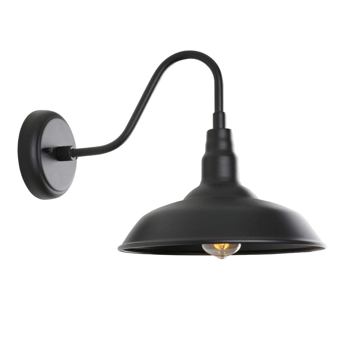 GOALPLUS black gooseneck barn light with 10 inch dome is ideal for exterior entry lighting