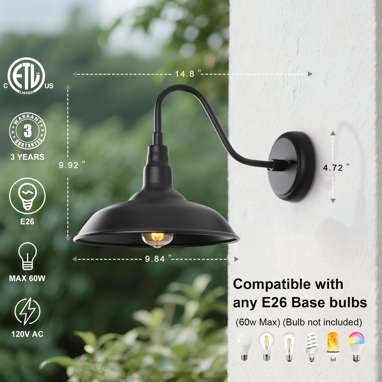 GOALPLUS gooseneck arm directs light for doorway and steps