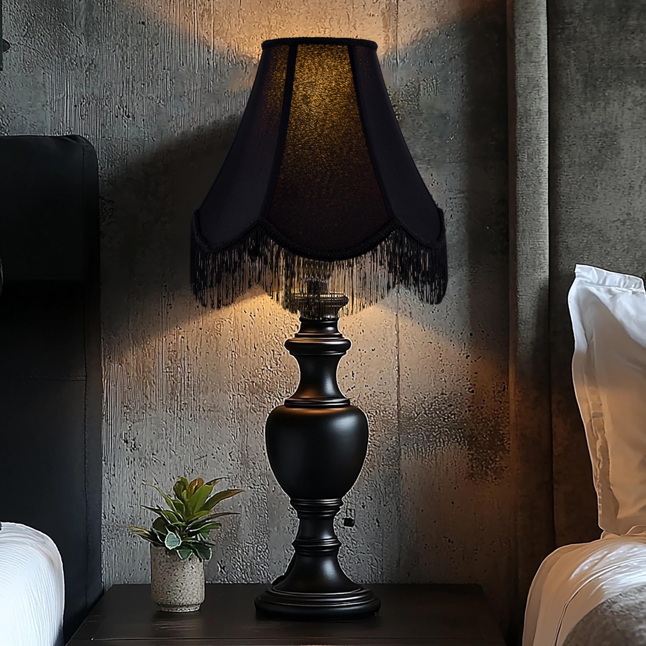 GO&SO black fringe trim complements vintage décor accents