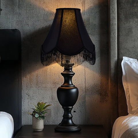 GO&SO black fringe trim complements vintage décor accents