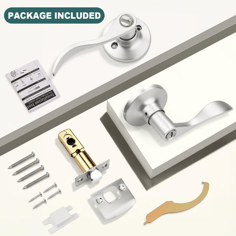 GOBEKOR left and right handed compatibility brushed nickel privacy lever.