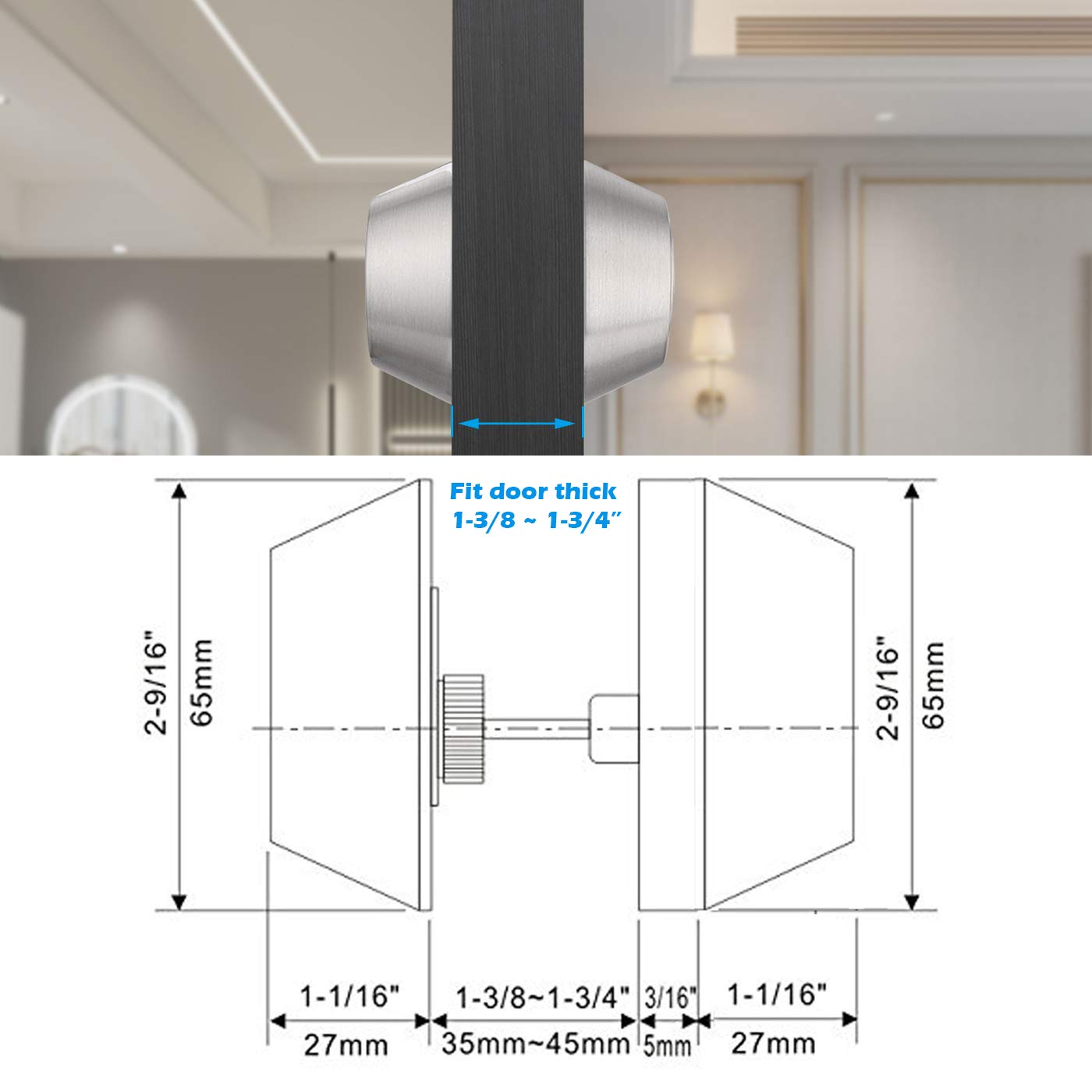 Gobrico adjustable latch accommodates 2-3/8" or 2-3/4" backsets for versatile installation.