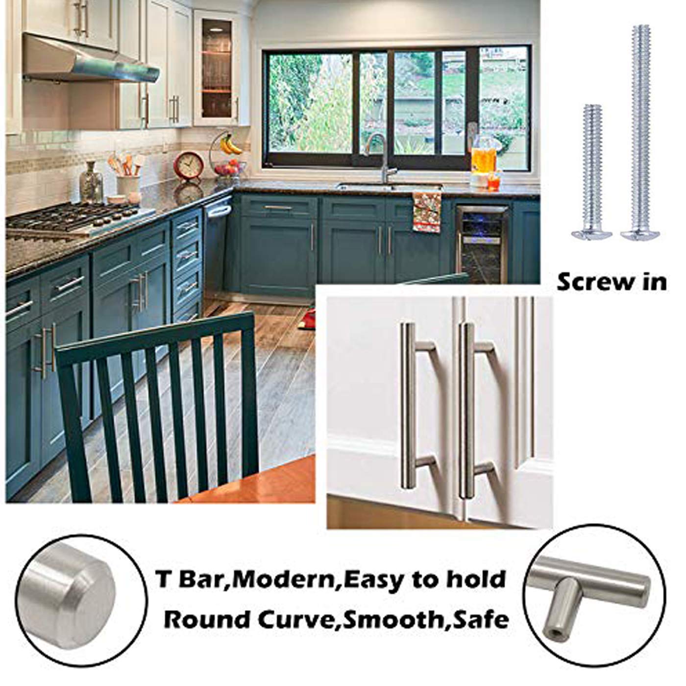 Gobrico brushed nickel cabinet pulls side profile for daily use
