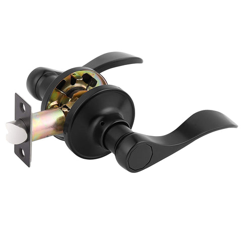 Gobrico matte black passage lever for interior doors with durable zinc alloy material.