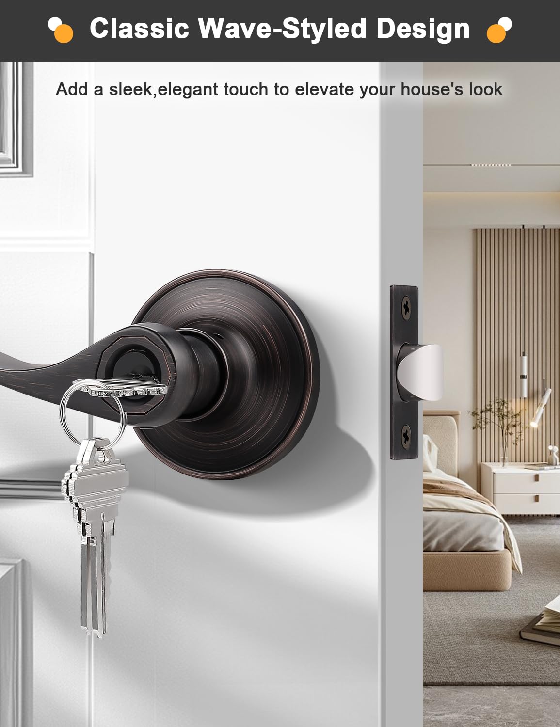 Gobrico oil-rubbed bronze lockset with latch and plate for quick setup