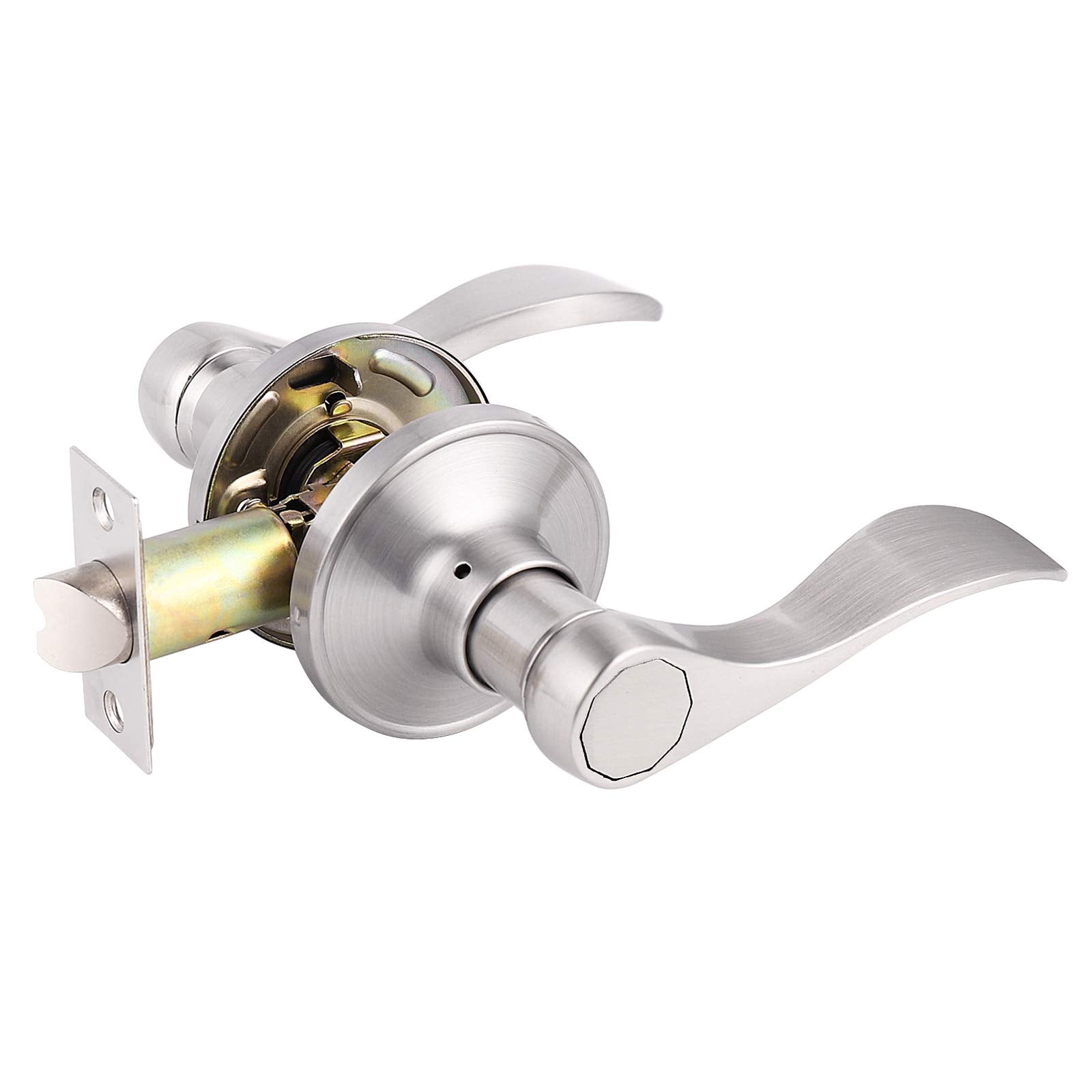 Gobrico satin nickel passage handle front view showing ergonomic grip
