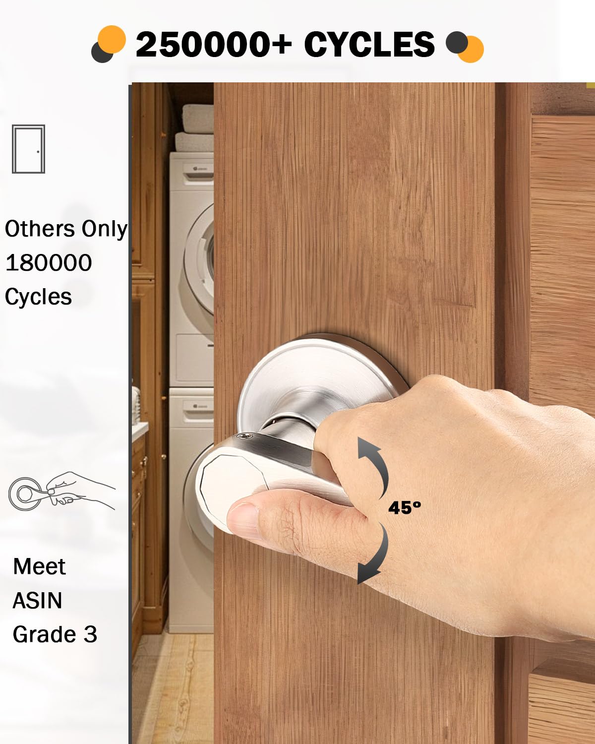 Side view of Gobrico satin nickel interior lever for modern interiors