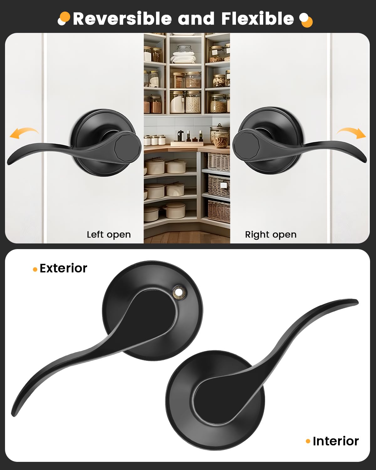 Gobrico reversible lever supports left or right-handed doors.