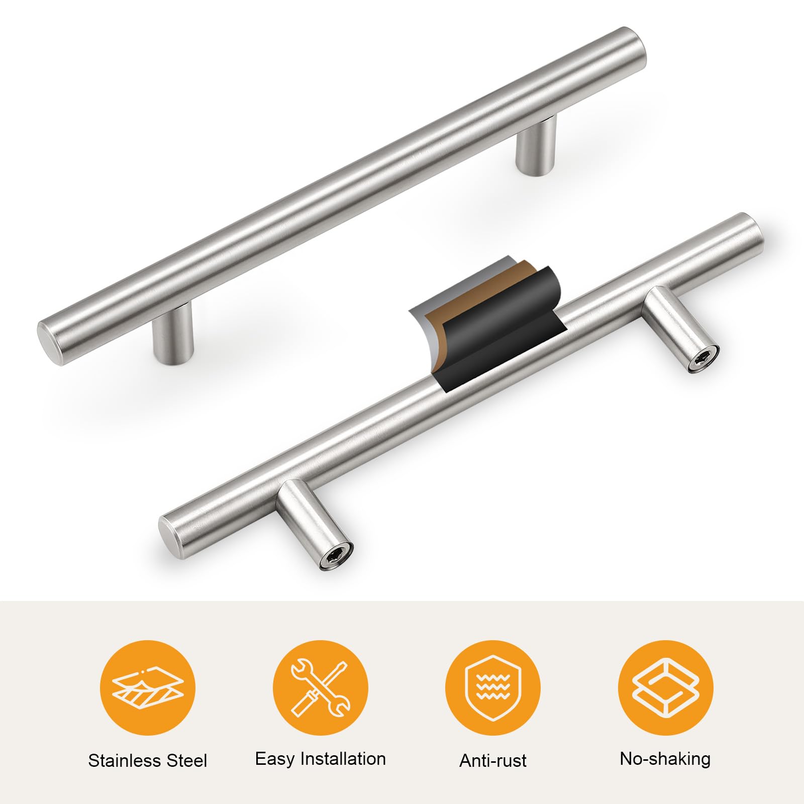 Gobrico satin nickel handle on drawers delivers smooth touch and durability