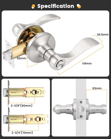 Gobrico standard size latch fits 2-3/8 and 2-3/4 backsets.