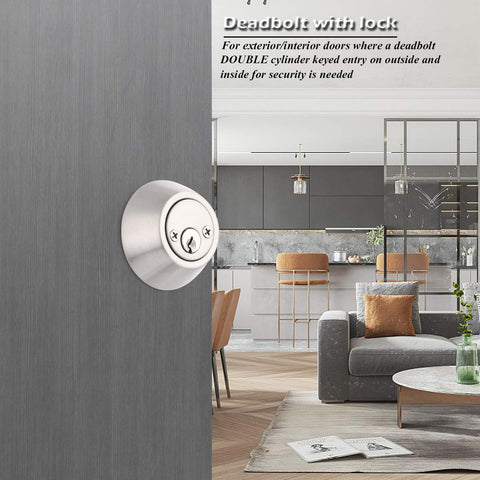 Two-pack Gobrico deadbolts in satin nickel, exterior use with shared key set.