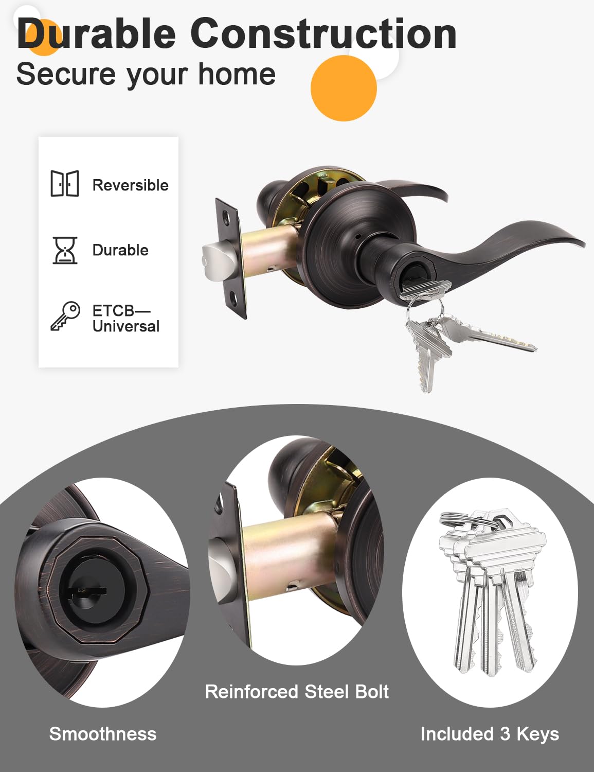 Gobrico Wave handle bronze lever designed for comfortable operation