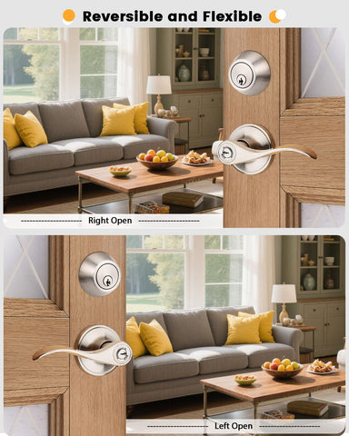 Gobrico wave-style lever adds contemporary look to exterior entry.