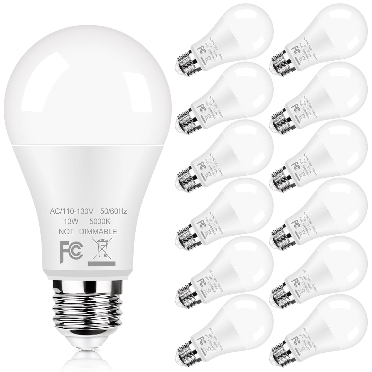 GoBright 12-pack A19 LED bulbs with 5000K daylight for energizing home spaces